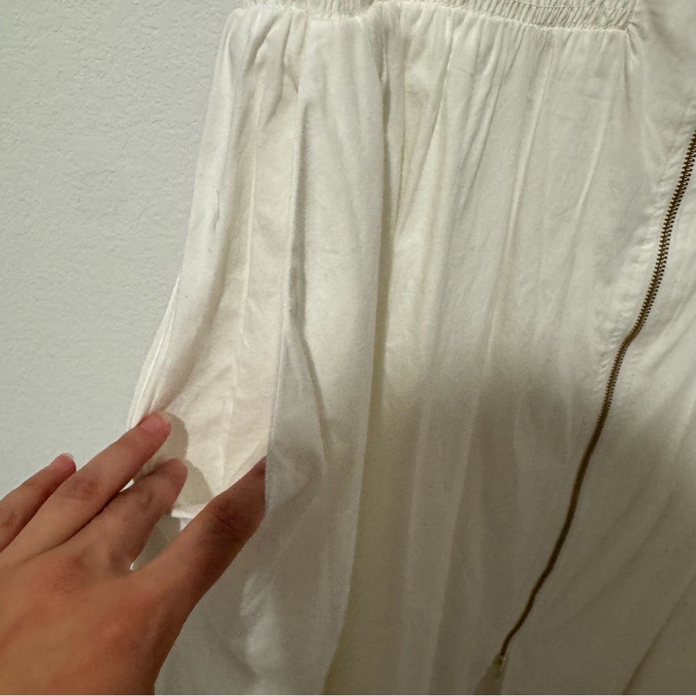 Anthropologie The Tommie Cap Sleeve Smocked Front Zip Shirt Dress in White - Picture 6 of 14